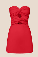 Red Keyholes Fitted Short Dress