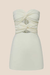 Light Yellow Keyholes Fitted Short Dress