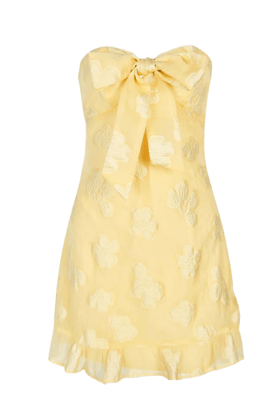 Sweet Yellow Bow Fitted Short Dress