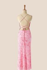 Blue Beaded Straps Fitted Long Dress