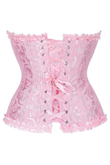Pink Jacquard Ruffle Bustier Corset