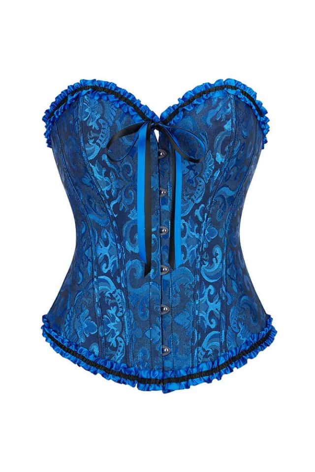 Royal Blue Jacquard Ruffle Bustier Corset