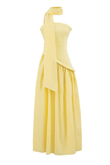 Burgundy Crepe Bodice Gathered Long Dress