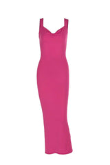 Sexy Fuchsia Backless Tight Bow Dress