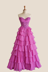 Lavender Lace Corset Chiffon Ruffle Long Dress