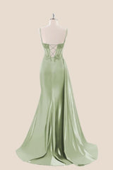 Navy Blue Corset Ruched Satin Prom Dress