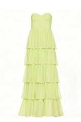 Light Blue Chiffon Sweetheart Ruffle Long Dress