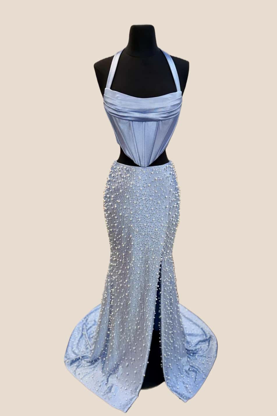 Two Piece Pearls Mermaid Prom Dress
