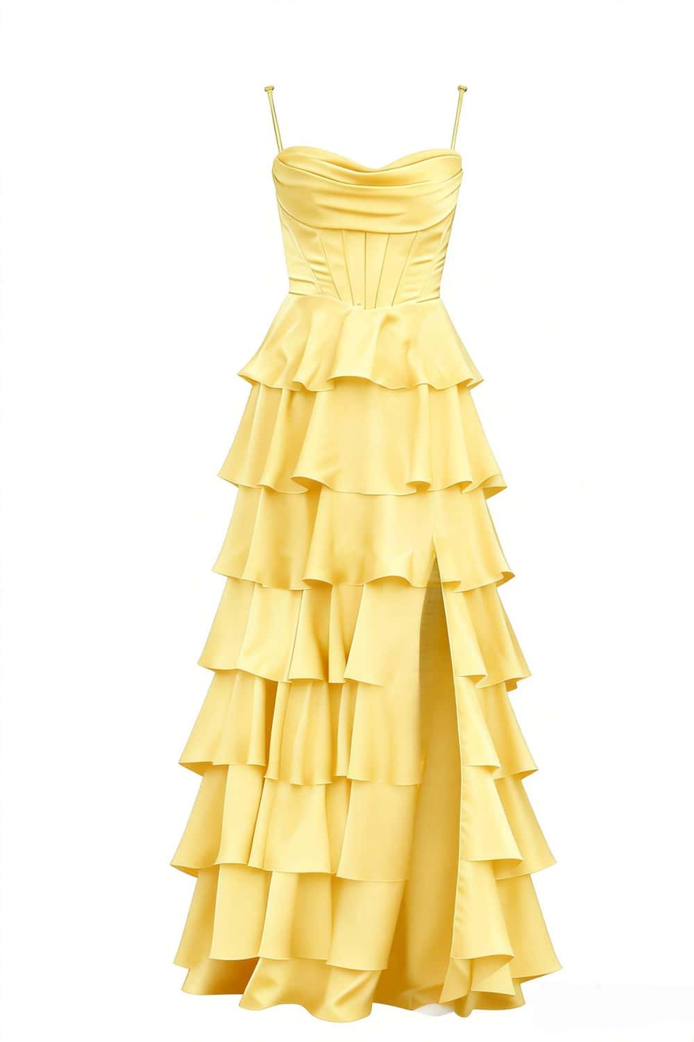 Cowl Neck Royal Blue Ruffle A-line Prom Dress