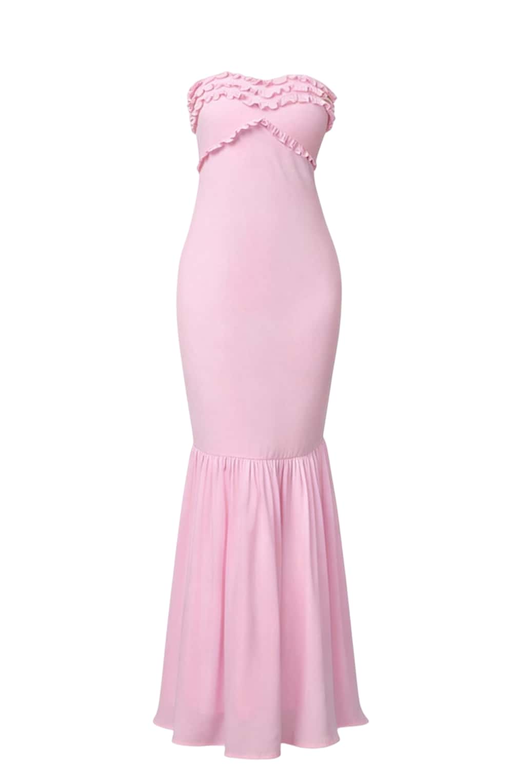Pink Strapless Ruffles Mermaid Dress