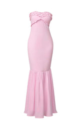 Pink Strapless Ruffles Mermaid Dress