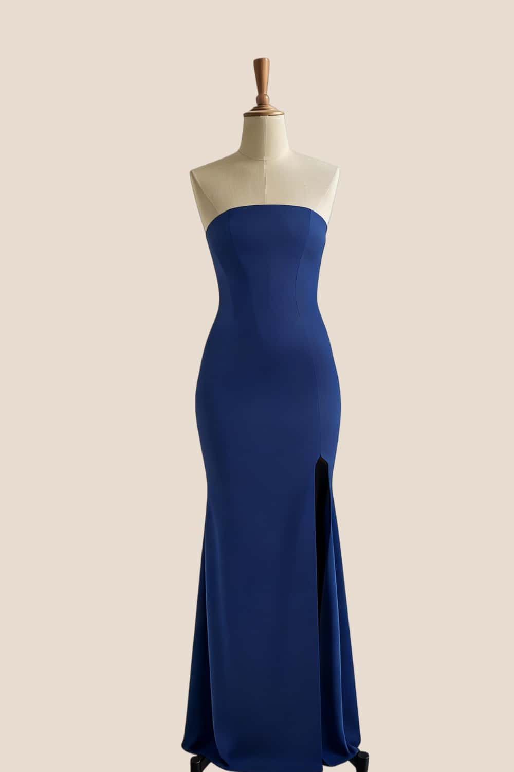 Simply Navy Blue Fitted Slit Long Dress