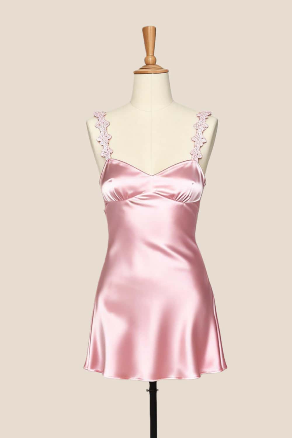 Pink Straps Satin Short Party Dress
