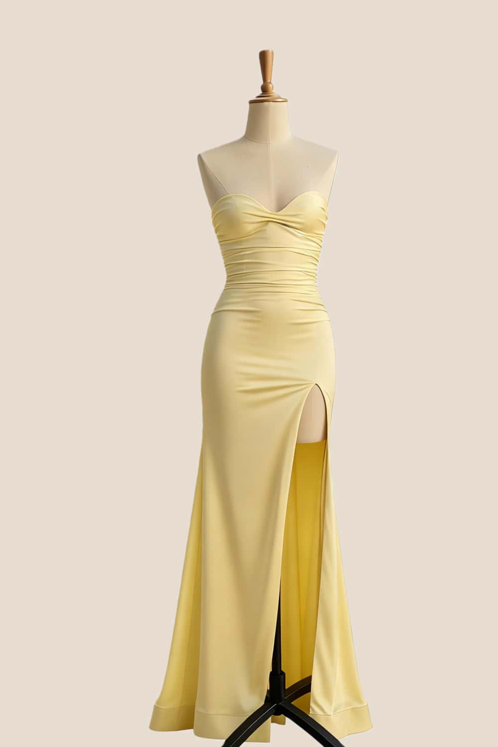 Yellow Mermaid Tie Back Prom Dress