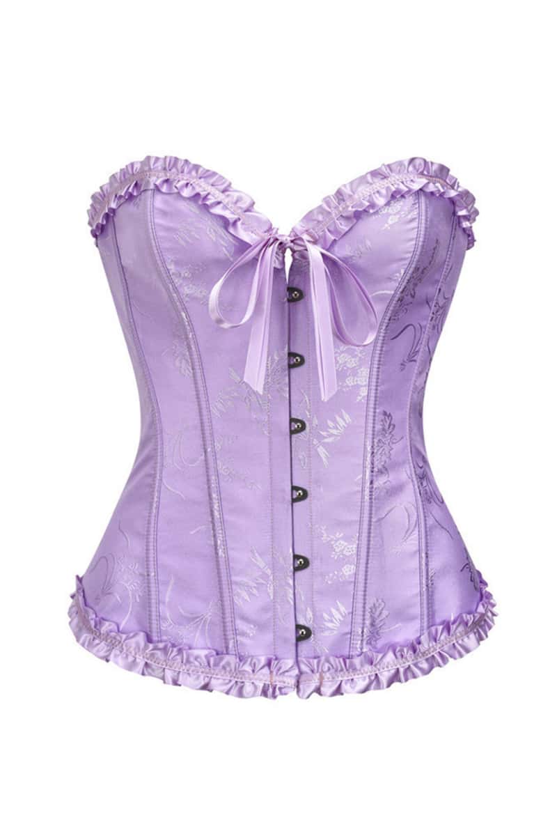 Sweetheart Lilac Lace-Up Floral Corset