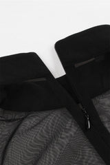 High Neck Black Swing Dress with Flare Long Sleeves