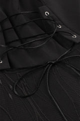 Lace-Up Black Witch Dress for Halloween