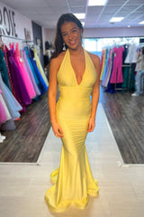 Halter Sage Fitted Long Formal Dress