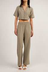 ELASTIC WAIST STRAIGHT LEG PANT