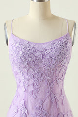 Lavender Lace Straps Tight Mini Dress