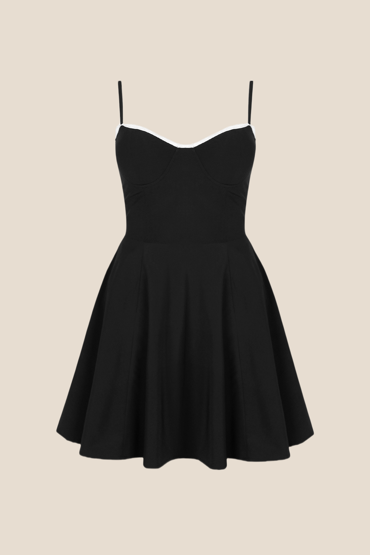 Spaghetti Straps Black A-line Short Dress