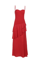 Light Blue Chiffon Tiered Maxi Dress