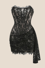 Light Purple Tight Lace Short Dress with Train