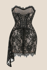 Light Purple Tight Lace Short Dress with Train