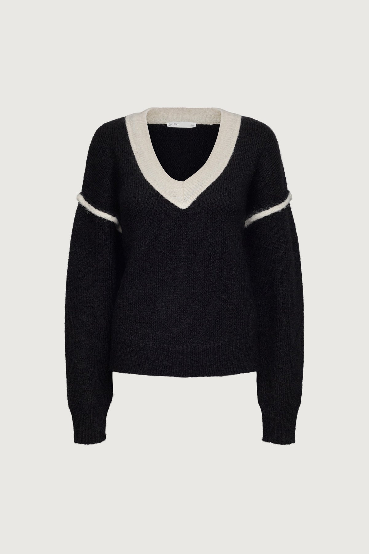 CROPPED CONTRAST  V-NECK SWEATER