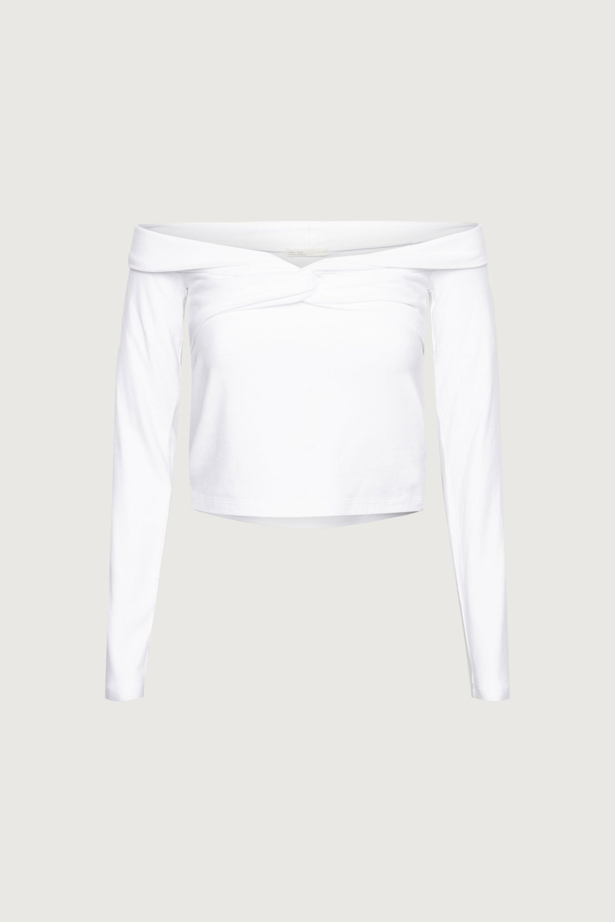 CROPPED OFF THE SHOULDER TWIST FRONT TOP