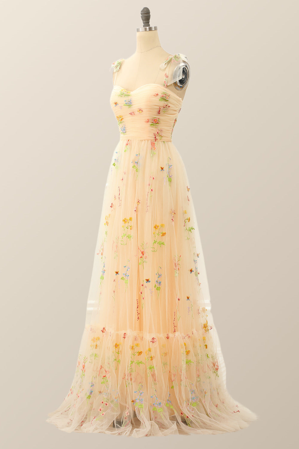 Black A-line Embroidered Long Formal Gown