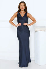 Seen For You Cowl Neck Satin Maxi Dress Dark Navy