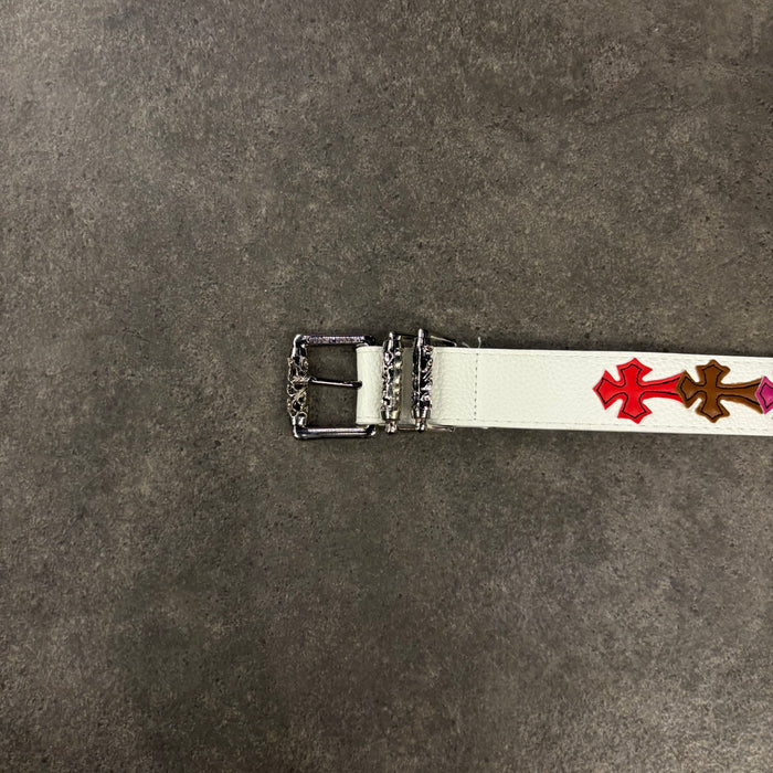 Chrome Hearts multi cross belt white