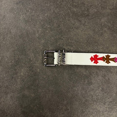 Chrome Hearts multi cross belt white