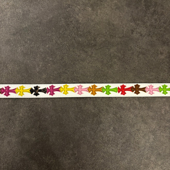 Chrome Hearts multi cross belt white