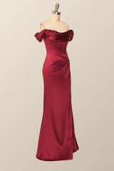Off the Shoulder Blush Mermaid Long Party Dress with Slit