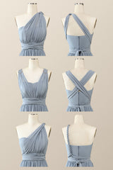 Misty Blue Chiffon Convertible Bridesmaid Dress
