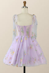 Lavender Floral Corset A-line Princess Dress