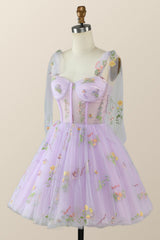 Lavender Floral Corset A-line Princess Dress