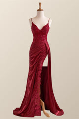Navy Blue Appliques Mermaid Long Formal Dress