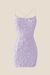 Light Blue Lace Straps Tight Mini Dress