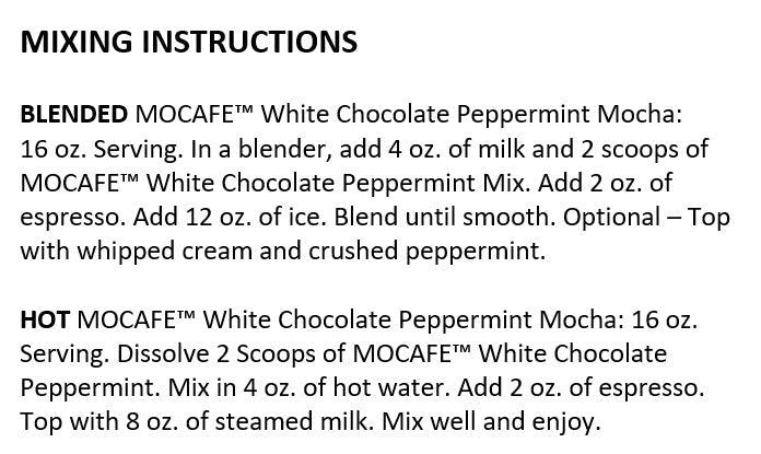 MOCAFE™ White Chocolate Peppermint Mocha Powder Mix