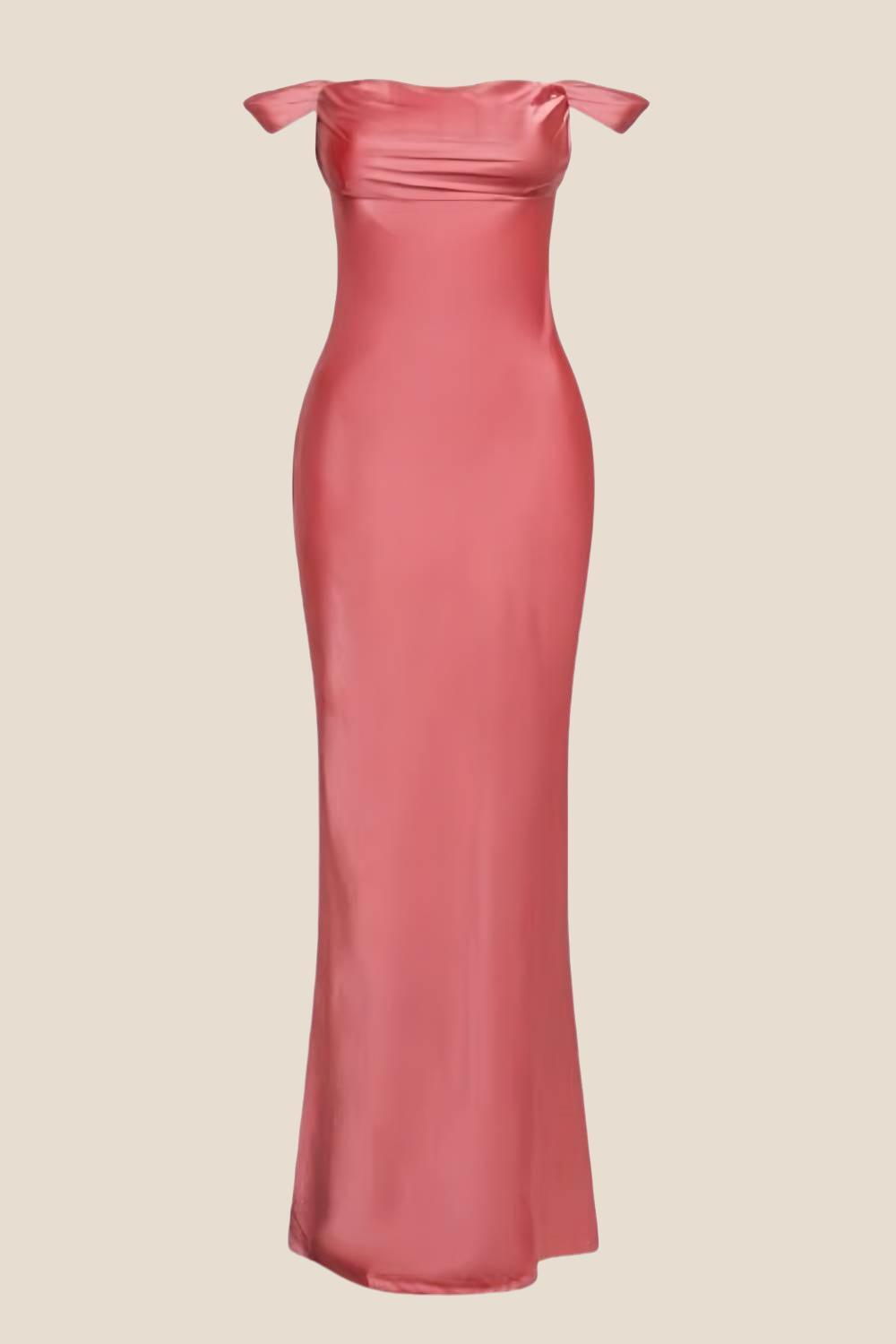 Off the Shoulder Yellow Soft Satin Long Dress