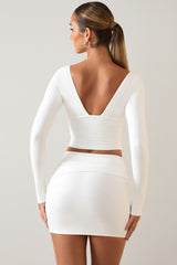 Modal Twist-Front Mid-Rise Mini Skirt in White
