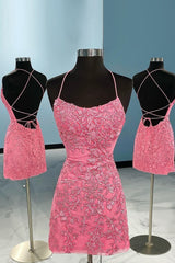 Light Blue Lace Straps Tight Mini Dress