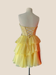 Light Blue Beaded Short Ruffle A-line Dress