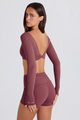 Long-Sleeve Crop Top in Acai